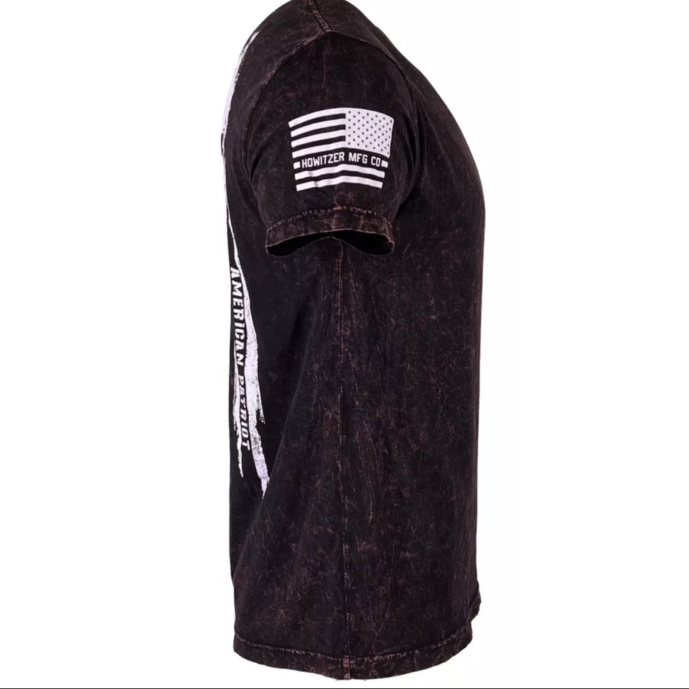 Howitzer Style Men's T-Shirt PATRIOT TORN Black Lava Wash Military Grunt - Picture 6 of 15